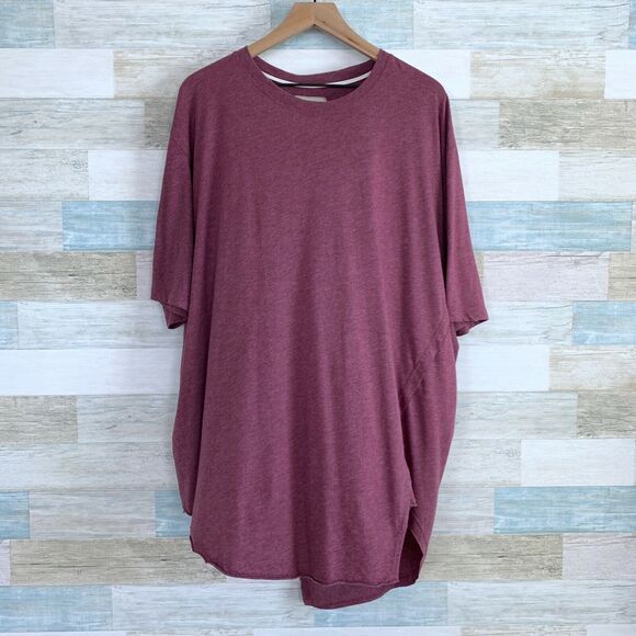 Oublier Axis Longline Tee Purple Asymmetric Raw Hem TShirt Mens Big & Tall 1X XL - Picture 2 of 9